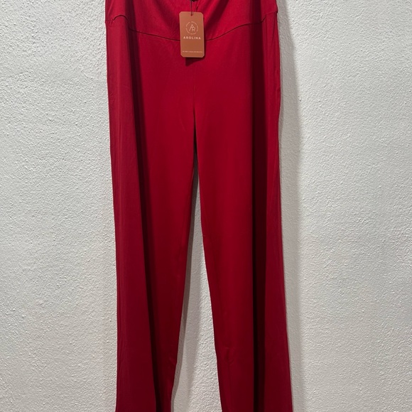 Arolina Pants - AROLINA  Red stretch yoga Women's Pants wide‎ leg gym.
